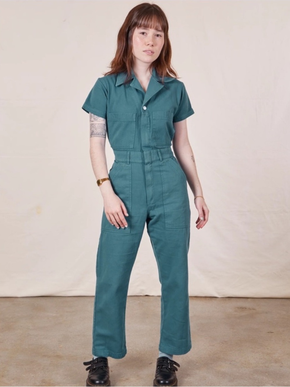 Big Bud Press Jumpsuit Short Sleeve in Teal Green